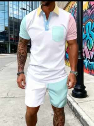 Relaxed Color-Block Short Sleeve Polo & Shorts