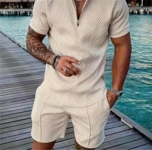 Pullover Shirt w/ Collar Casual Short Set