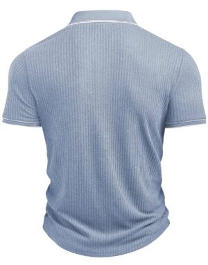 Shirt Sleeve Polo Shirt w/ Color Block Design