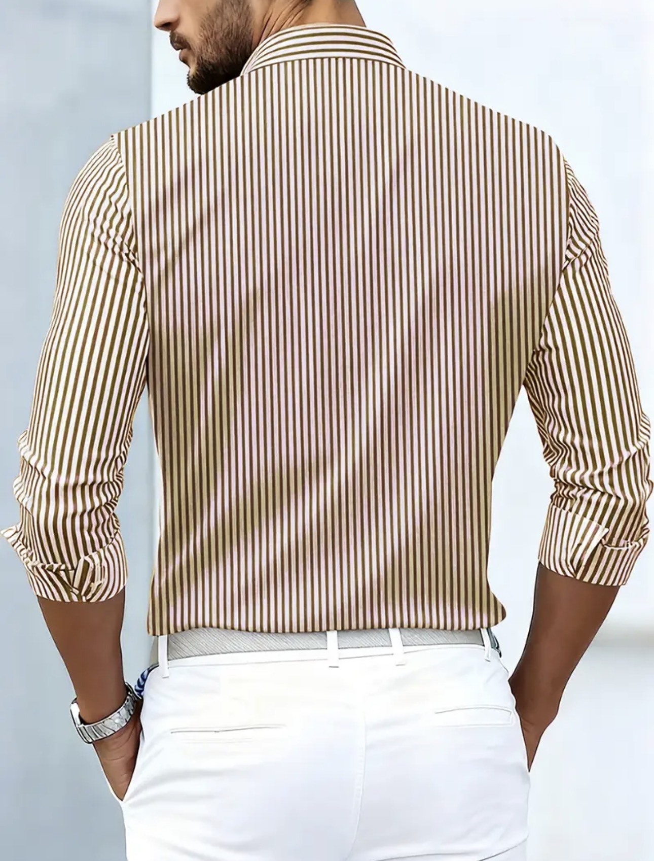 Vintage Distressed Striped Geometric Shirt - Image 7