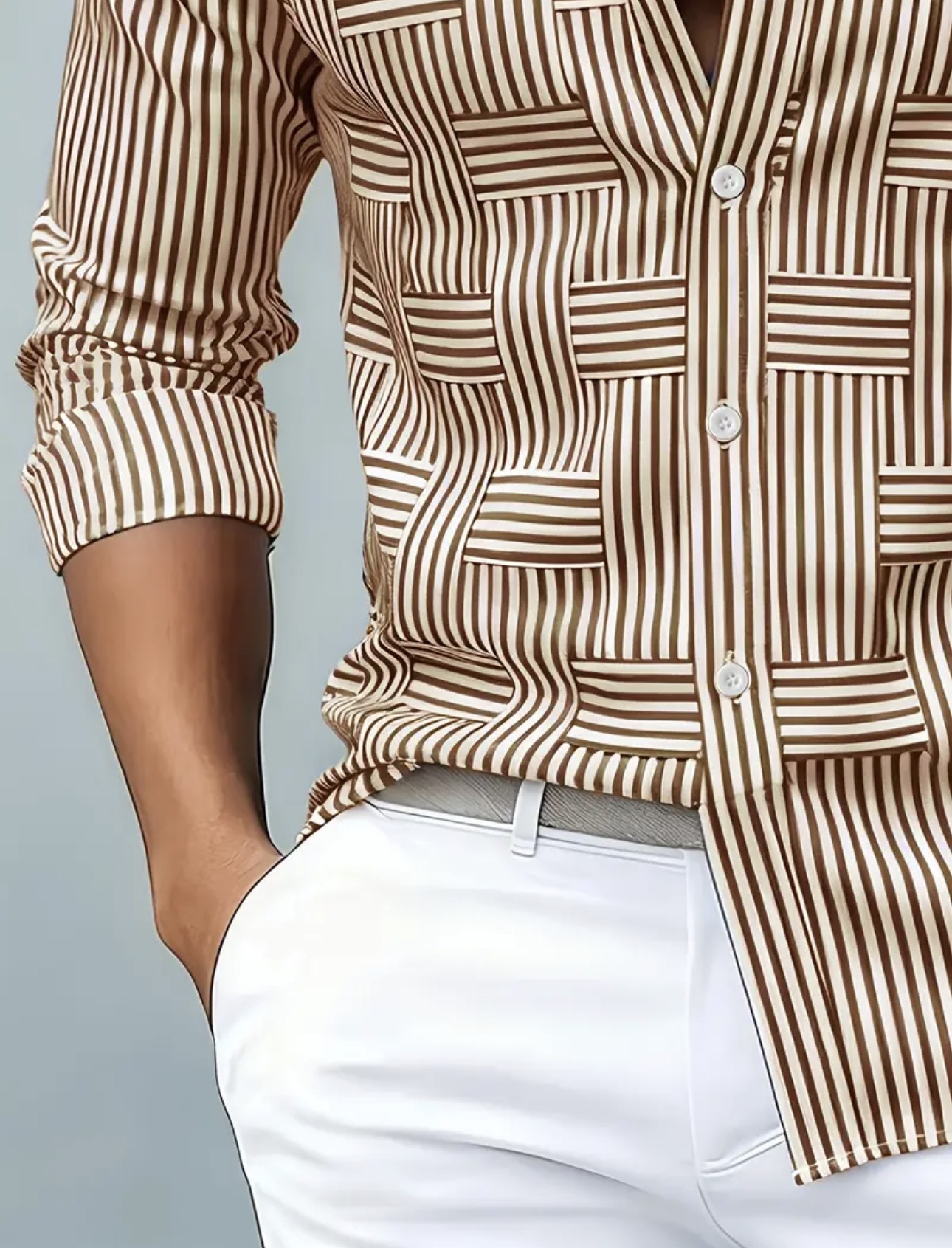 Vintage Distressed Striped Geometric Shirt - Image 6
