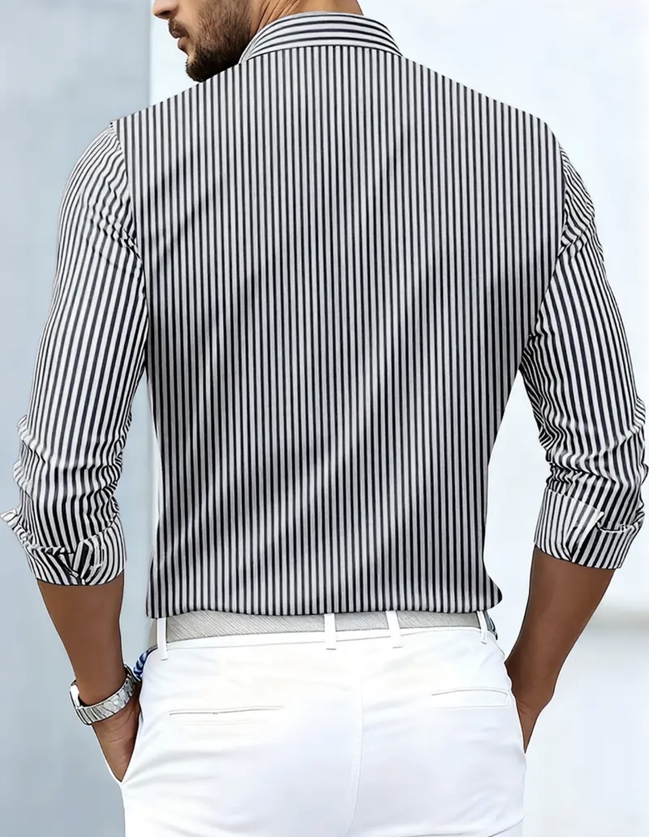 Vintage Distressed Striped Geometric Shirt - Image 3