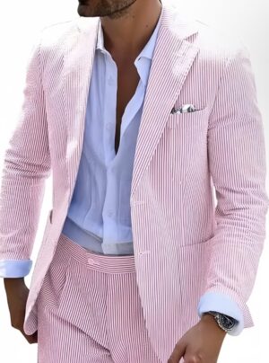 Men's Pink Seer Sucker Suit