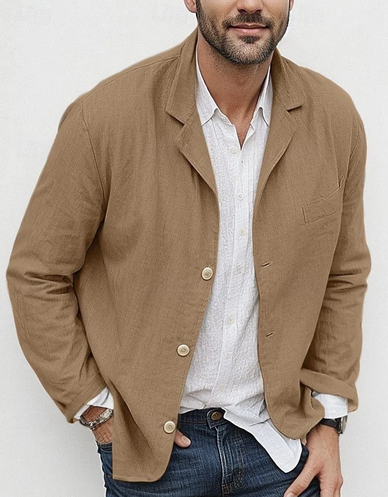 Lightweight Linen/Cotton-Blend Blazer - Image 3