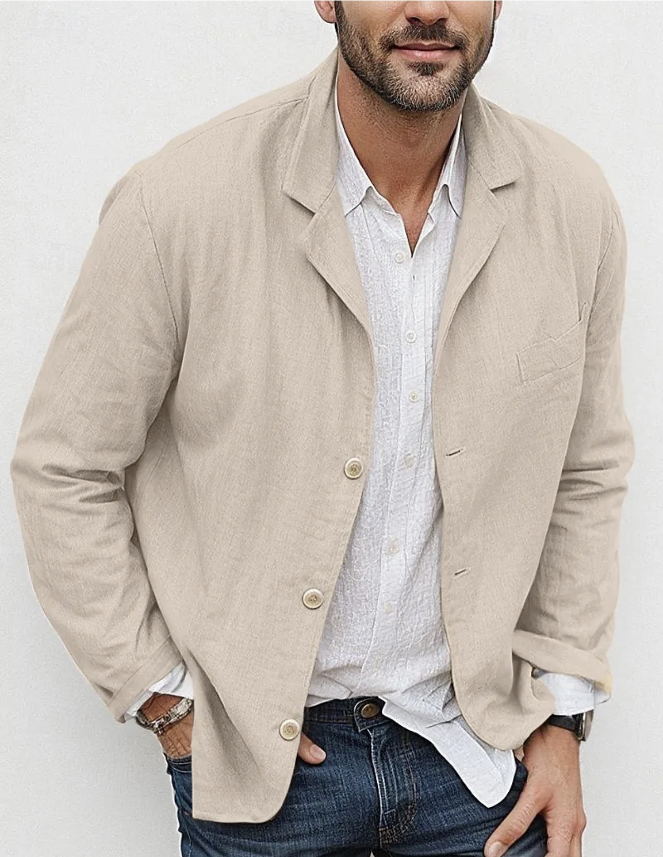 Lightweight Linen/Cotton-Blend Blazer - Image 2