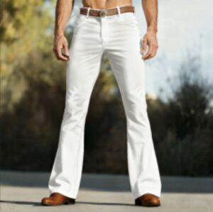 Men's Casual Flared Leg Chino Trousers