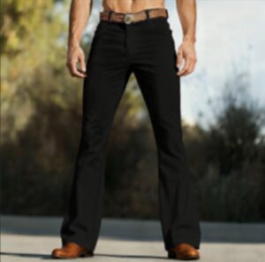 Men's Casual Flared Leg Chino Trousers