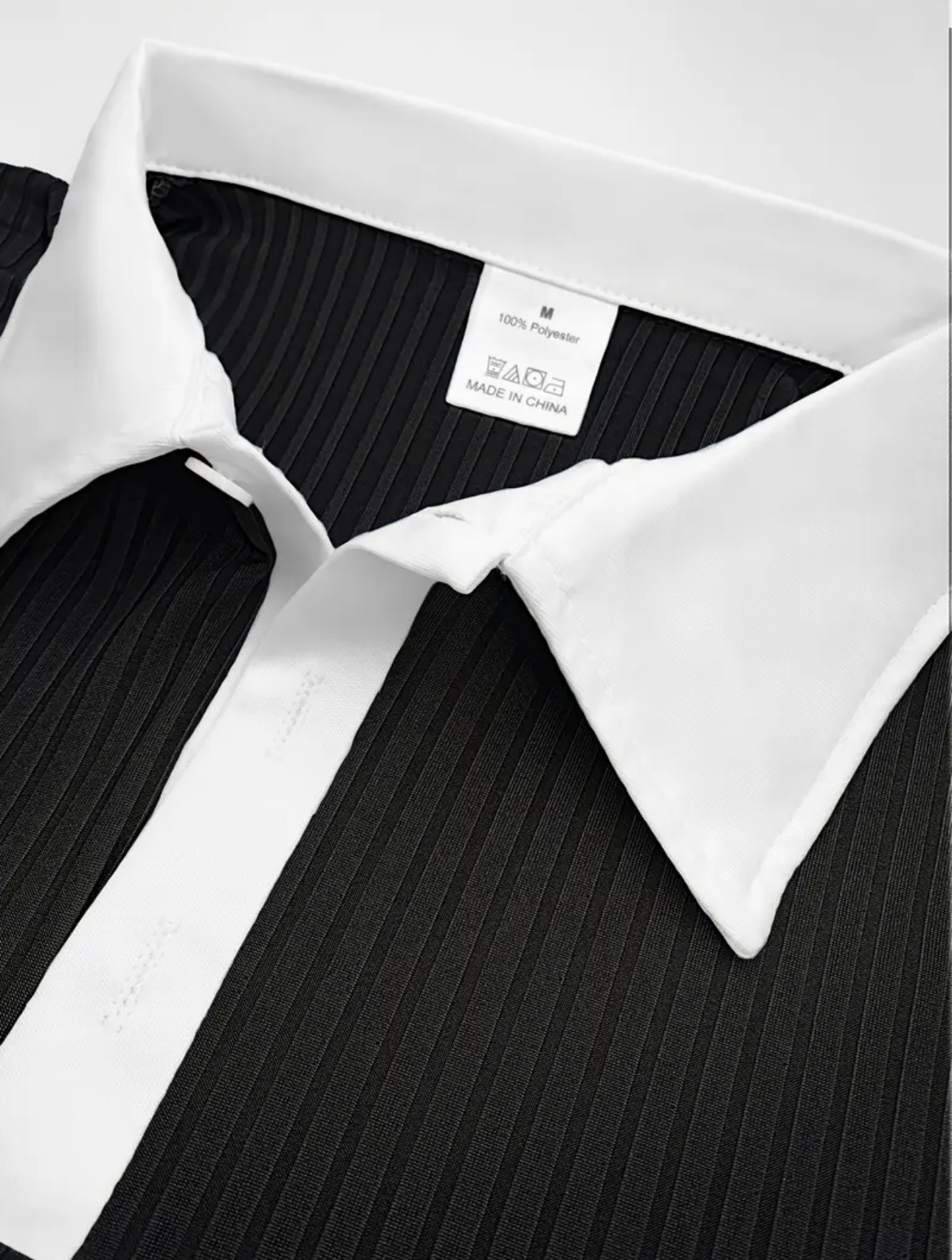 Short-Sleeved Polo w/ White Trim Comfortable Textured Fabric - Image 2