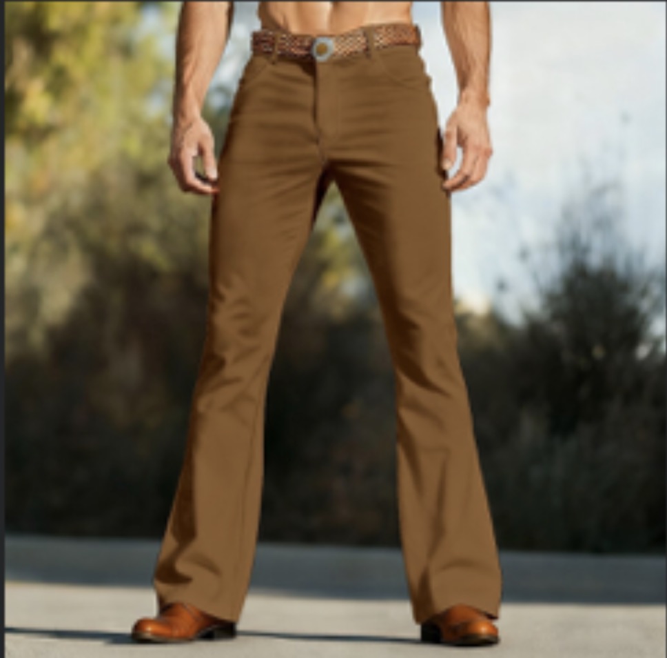 Men's Casual Flared Leg Chino Trousers - Image 3