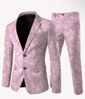 Men's Pink Paisley Tapered Suit