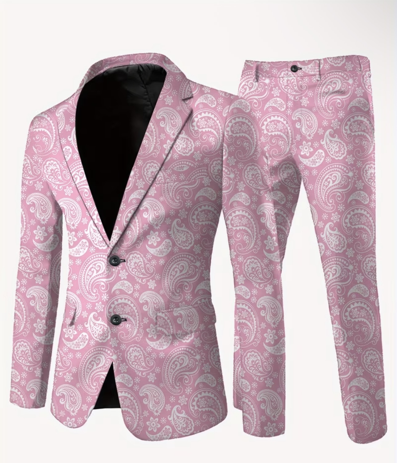 Men's Pink Paisley Tapered Suit - Image 2