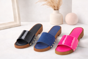 Stud Trimmed Open Toe Slide-Ins