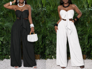 Front-Tie Tube Top & Wide Leg Pants