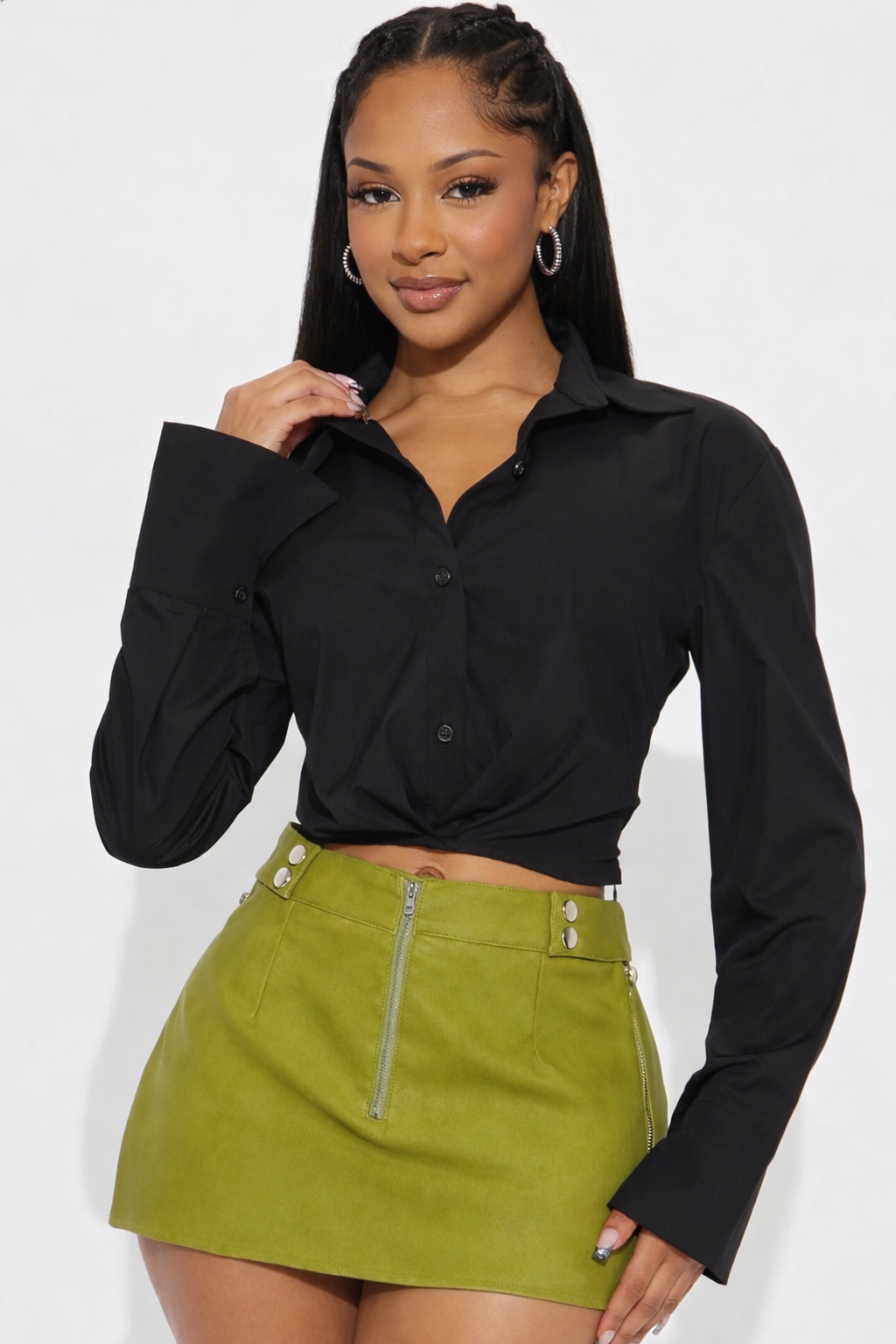 Sexy Cinched Long Sleeved Crop Top