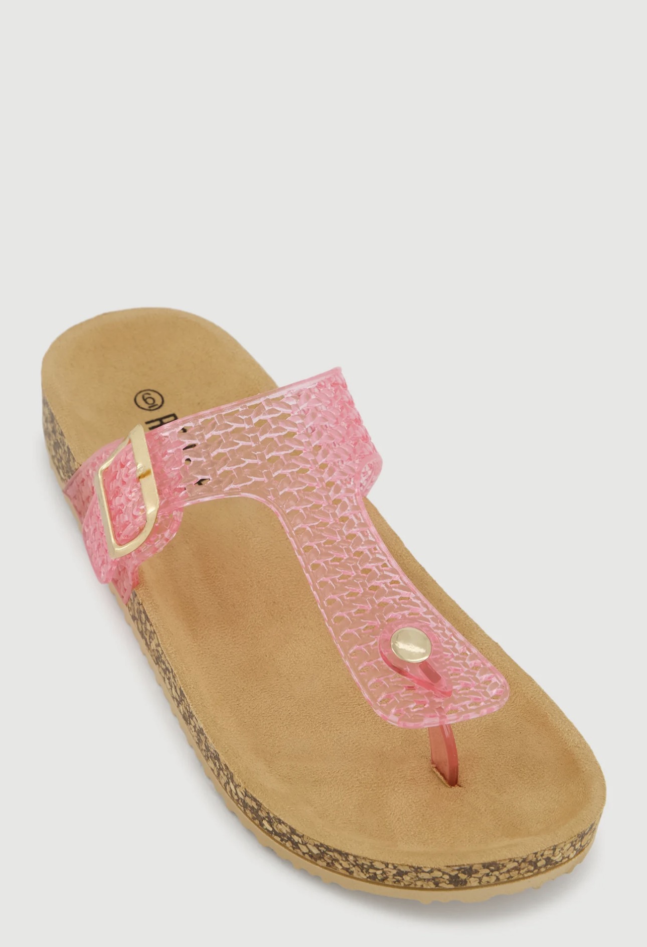 Jelly Cut-Out Thong w/Buckle