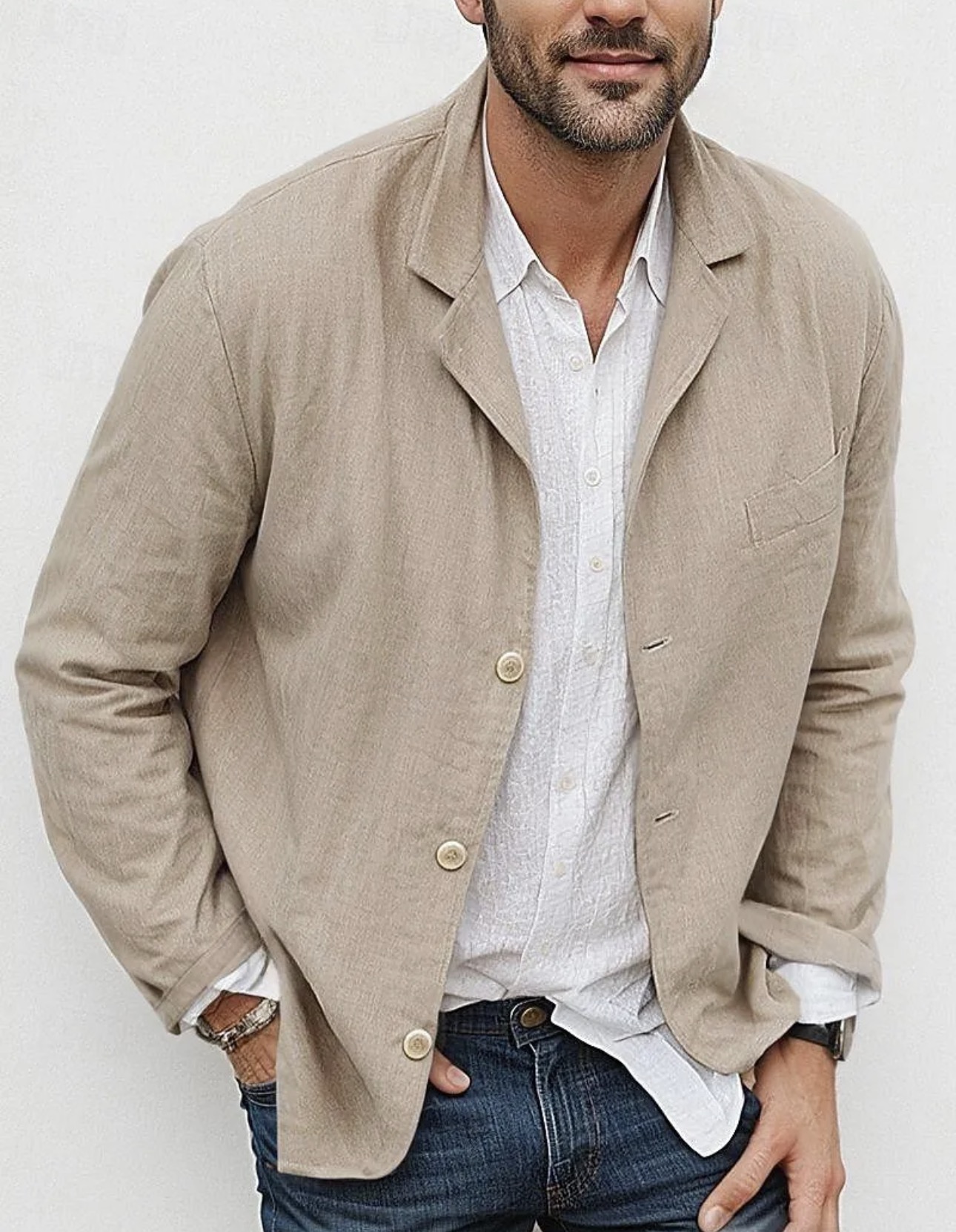 Lightweight Linen/Cotton-Blend Blazer - Image 4