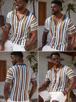 Striped Pattern Front Button Shirt