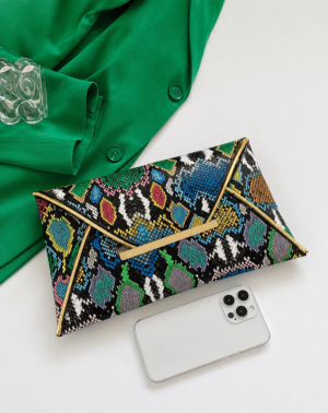 Colorful Faux Snakeskin Cute & Classy Clutch