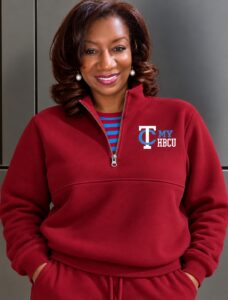 Women’s TC My HBCU Half Zip Pullover Colors White Crimson