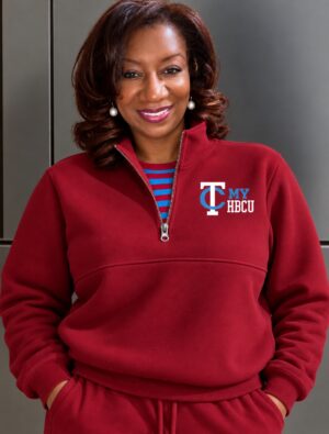 Women’s TC My HBCU Half Zip Pullover Colors White Crimson