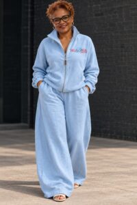 Women’s Two-Piece Zip Cardigan w/ Loose Trousers Set (Monogrammed)